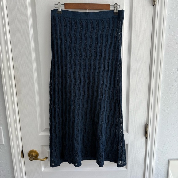 NWOT Future Collective Jenee Naylor Navy Pointelle Design Maxi Skirt Size M - Picture 5 of 14